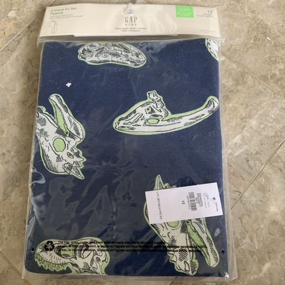 NWT Gap Organically Grown Cotton PJ Pajama Set Dinosaur Big Kid Size 12 Snug Fit - Picture 1 of 5